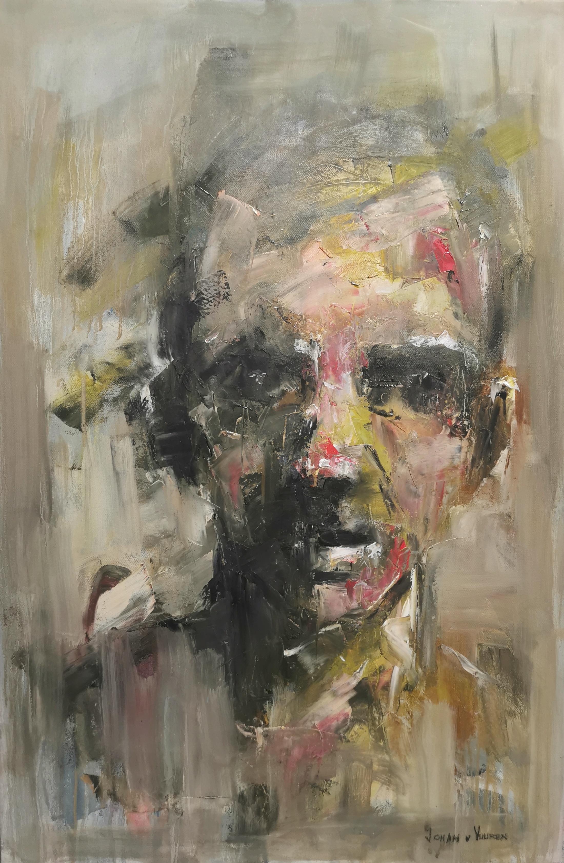 Portrait gestuel abstrait expressionniste abstrait, huile sur toile 