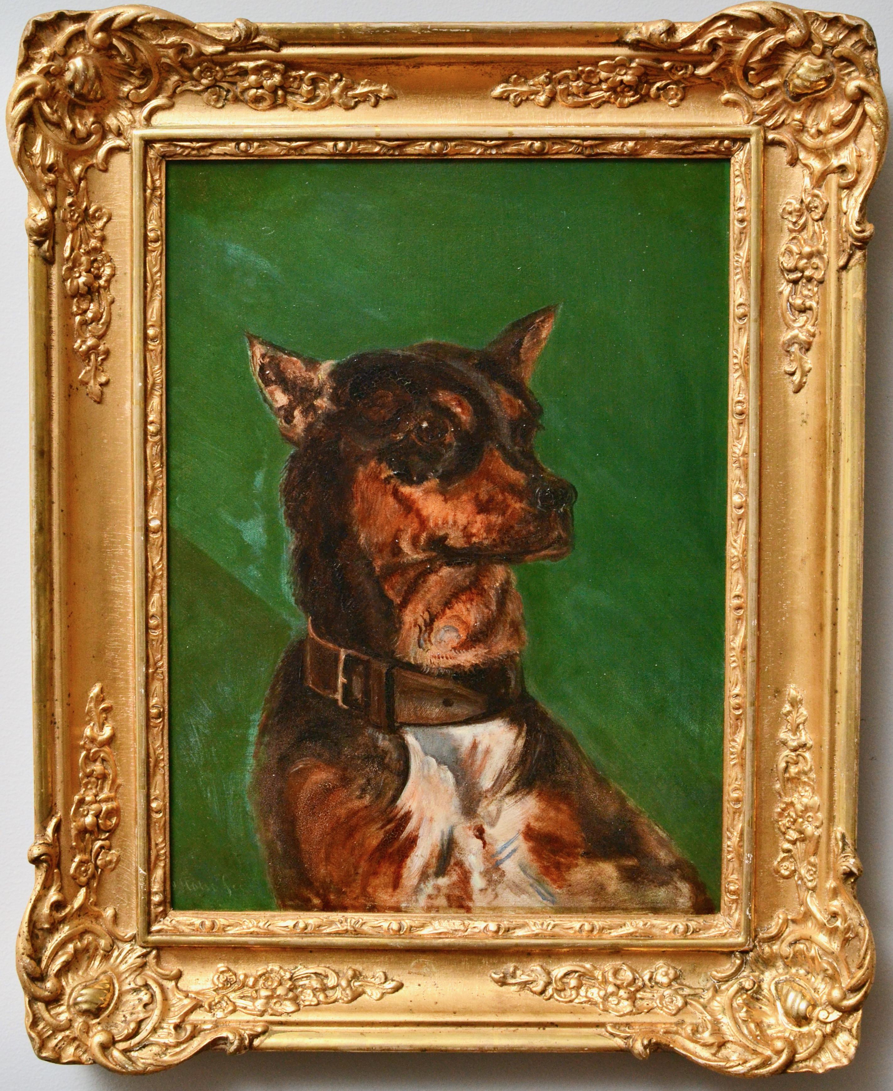 Miniature Pinscher, Portrait - Brown Animal Painting by Johan von Holst