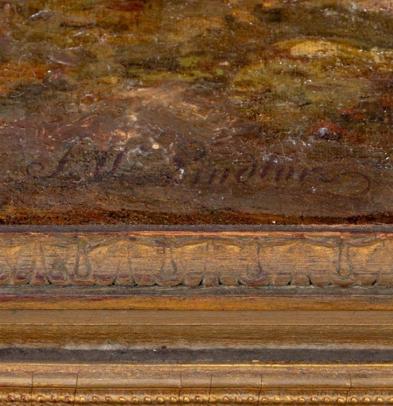 Johann Wilhelm Lindlar, Alpine Lake, Öl auf Leinwand (Braun), Landscape Painting, von Johan Wilhelm Lindlar