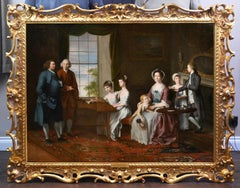 Very Large Fine 18th Century Georgian English Conversation Piece Oil Painting