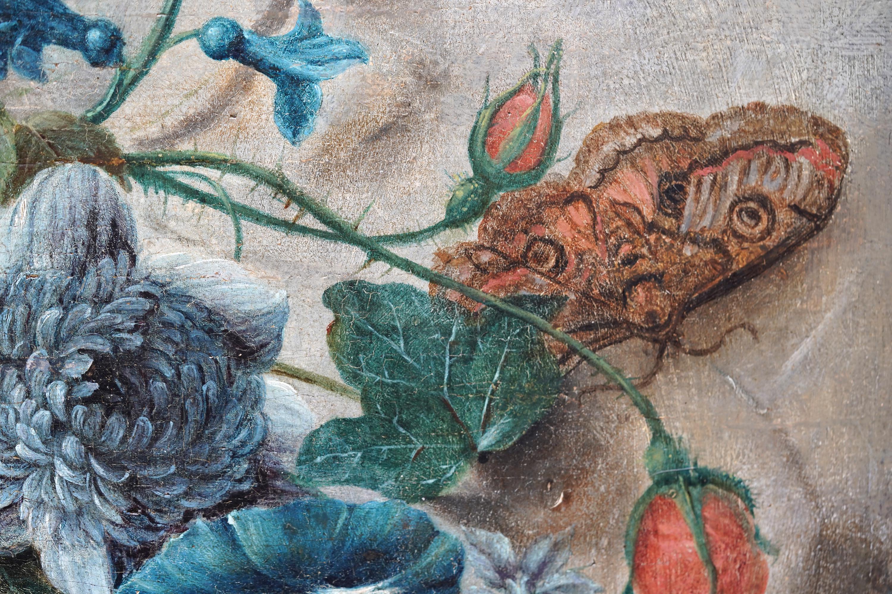 Guirnalda de frutas y flores redonda Calcografía de Putti -  Óleo floral del Viejo Maestro en venta 8