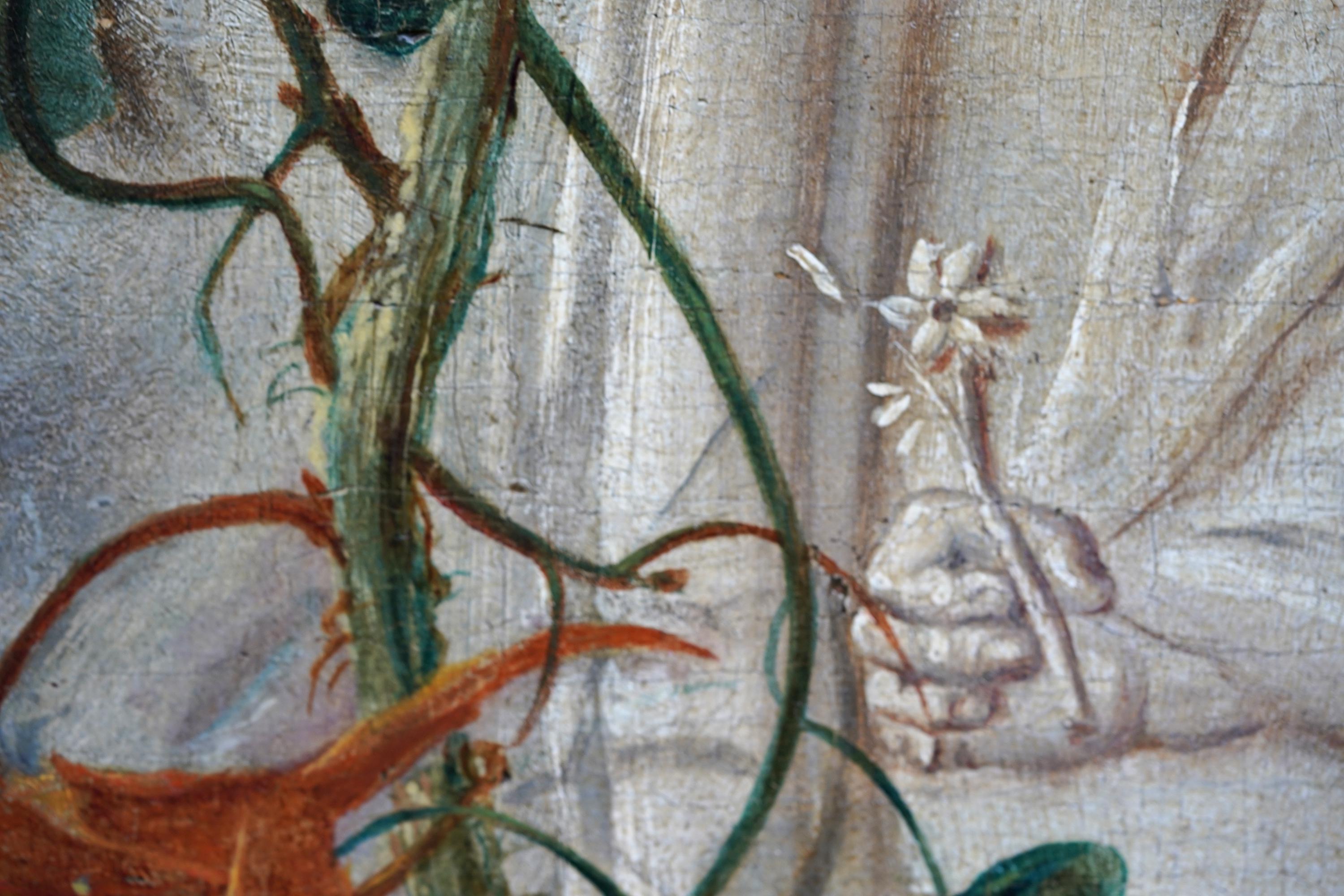 Guirnalda de frutas y flores redonda Calcografía de Putti -  Óleo floral del Viejo Maestro en venta 4
