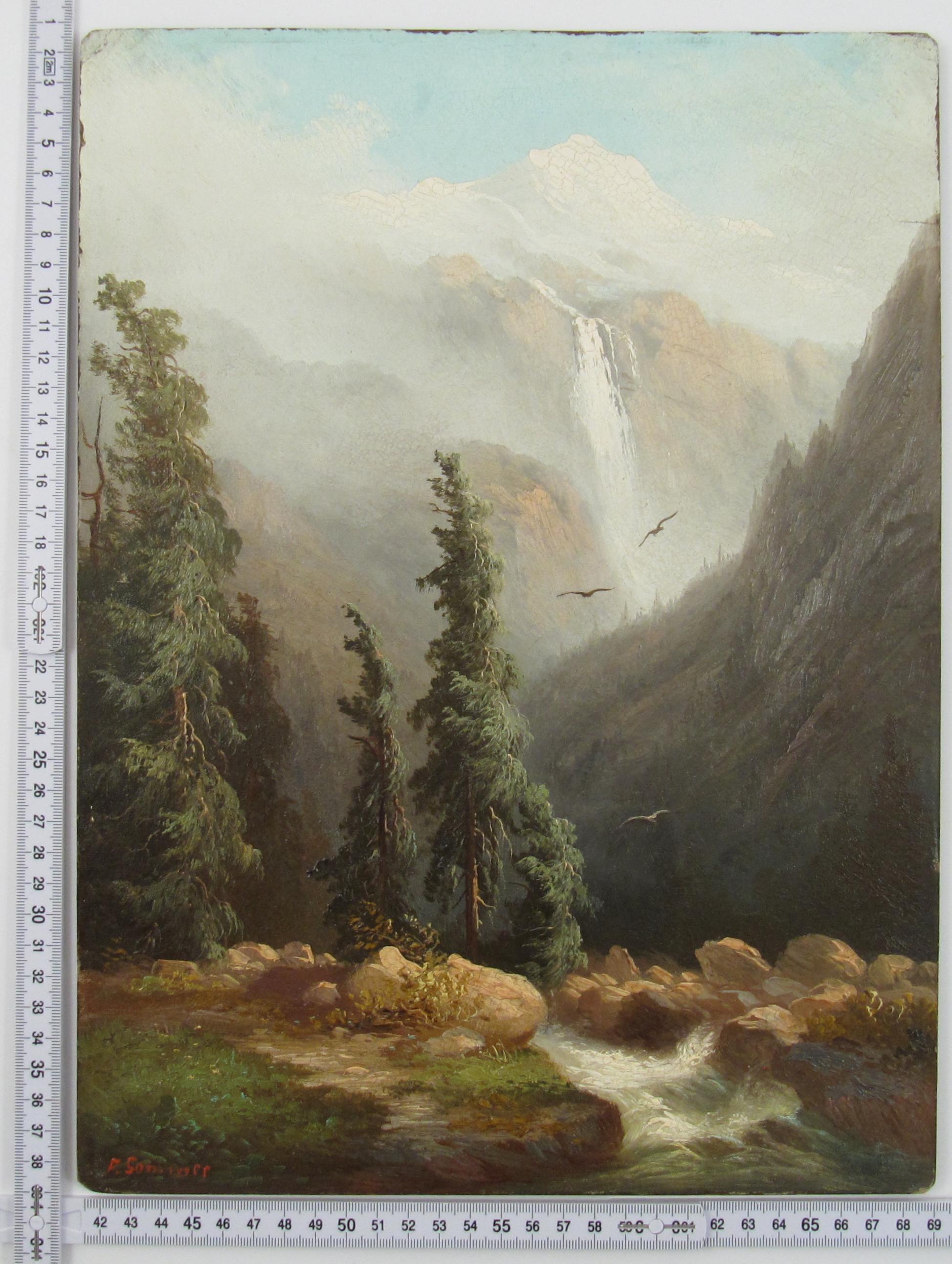 Ferdinand Sommer (1822-1901) Lauterbachbrunnental 1880 Swiss Alpine Oil Painting For Sale 6