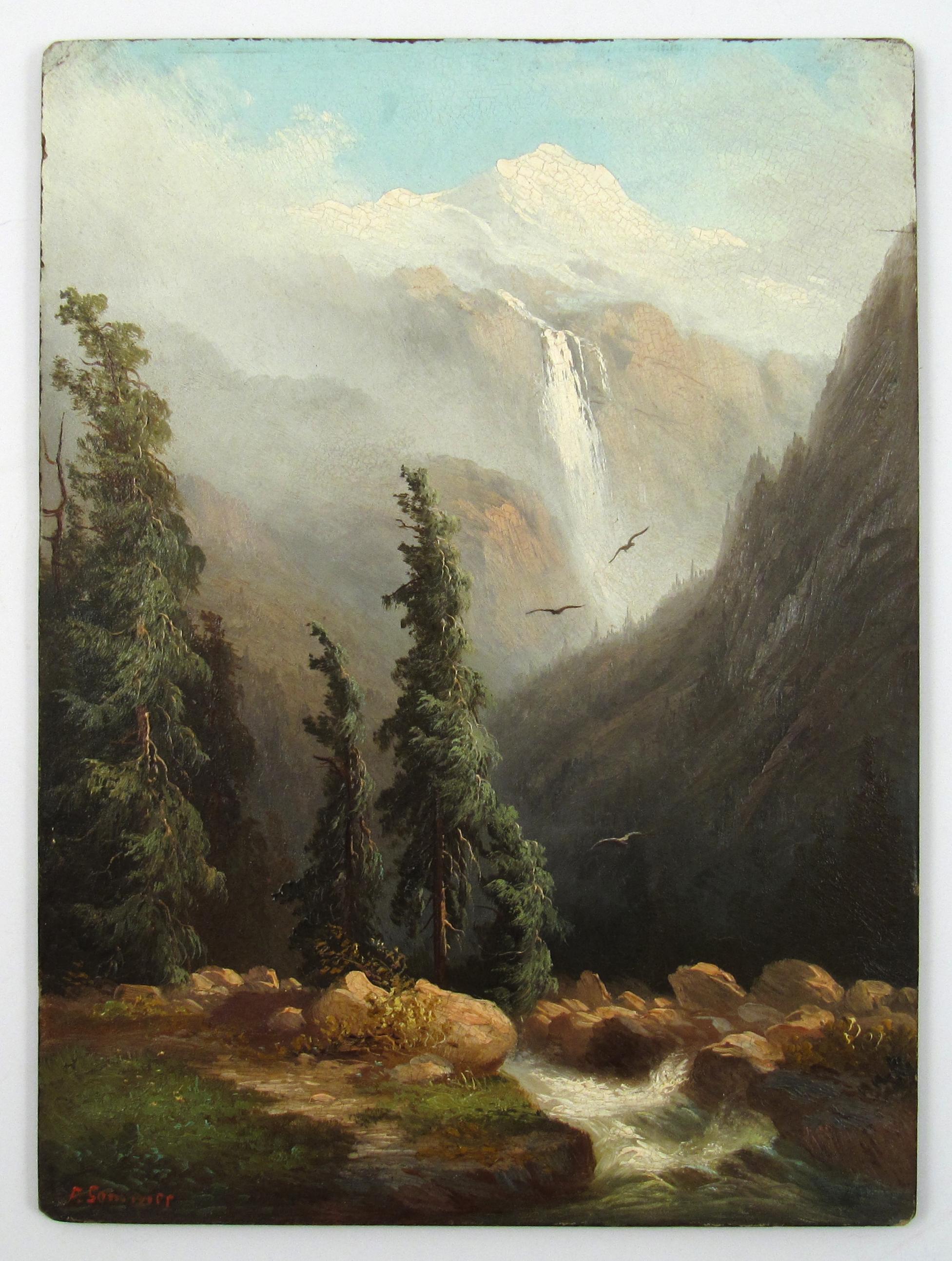 Ferdinand Sommer (1822-1901) Lauterbachbrunnental 1880 Swiss Alpine Oil Painting For Sale 2