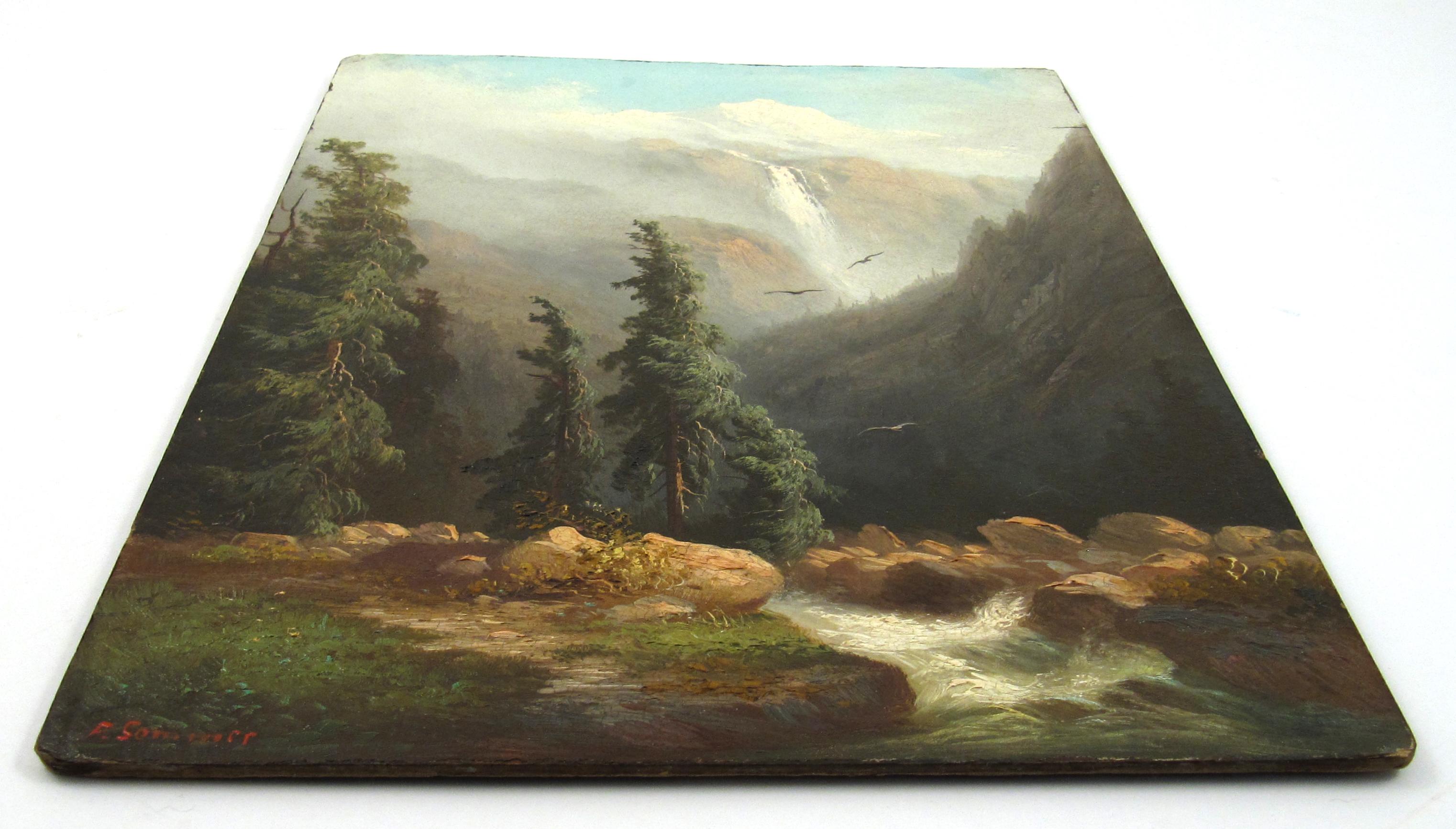 Ferdinand Sommer (1822-1901) Lauterbachbrunnental 1880 Swiss Alpine Oil Painting For Sale 3