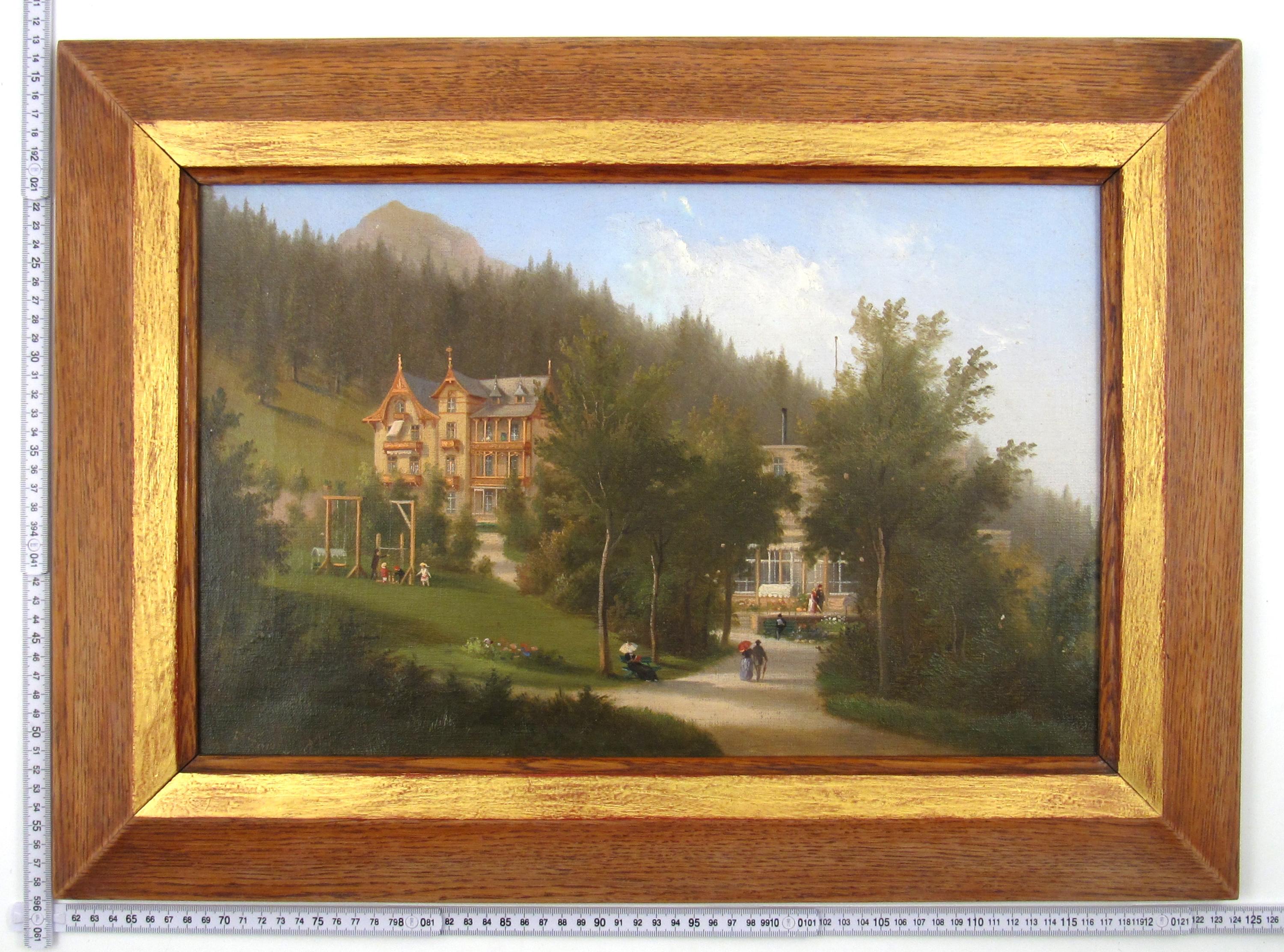 Ferdinand Sommer Villa Germania Kurhaus Davos Switzerland Oil Painting 1874 For Sale 3