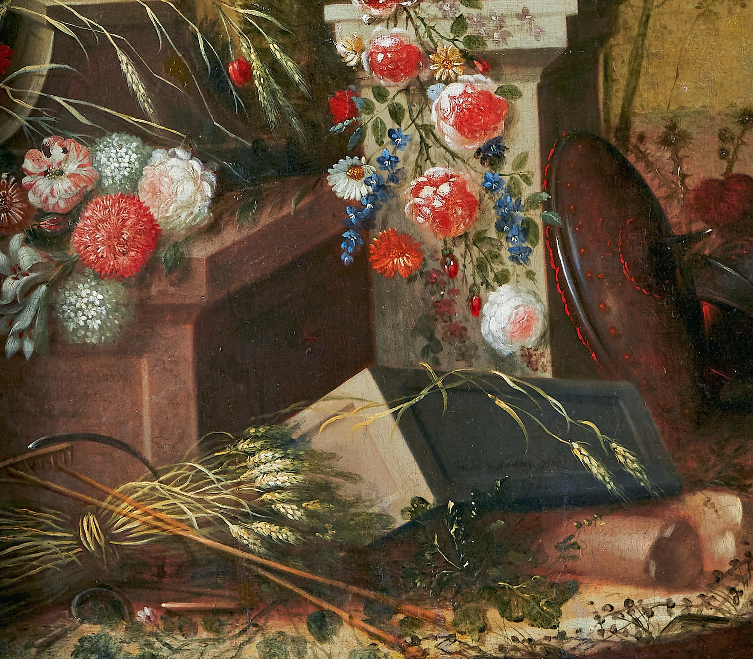 Natura morta Vanitas con statua di Pallas Atena - Painting Antichi maestri di Johann Andreas von Düwens