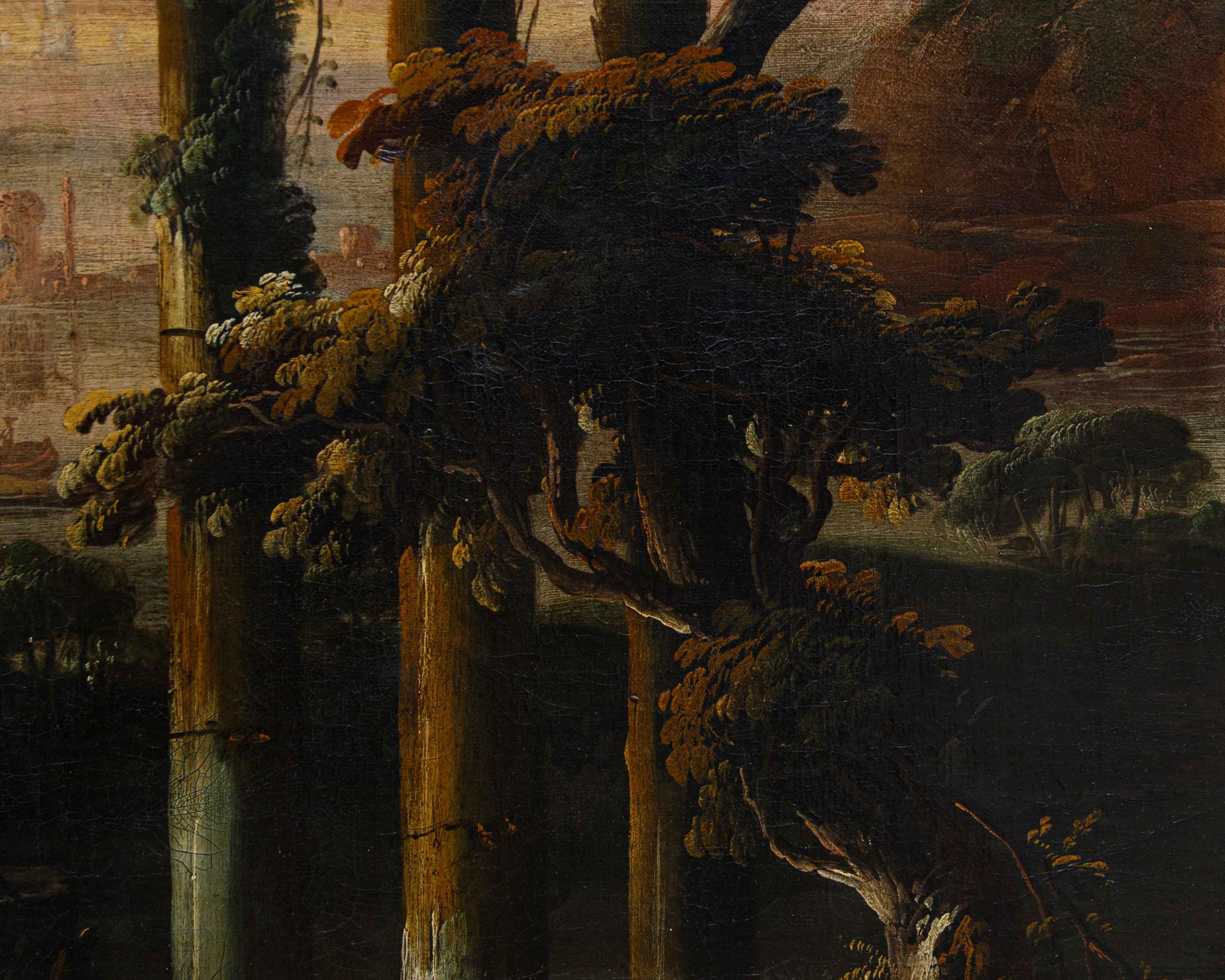 Cerchia di Johann Anton Eismann tela con paesaggio con rovine e figure in vendita 10