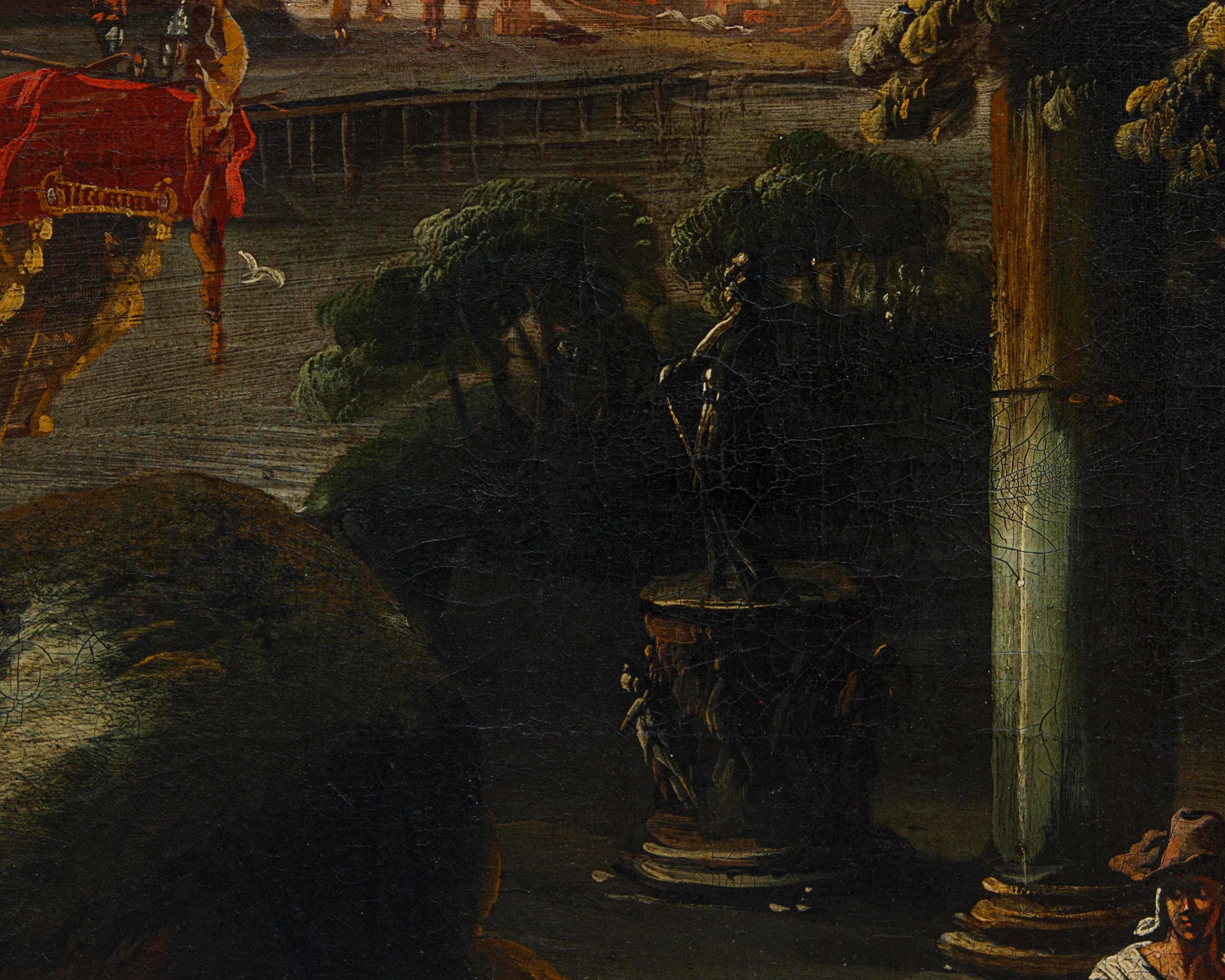 Cerchia di Johann Anton Eismann tela con paesaggio con rovine e figure in vendita 11