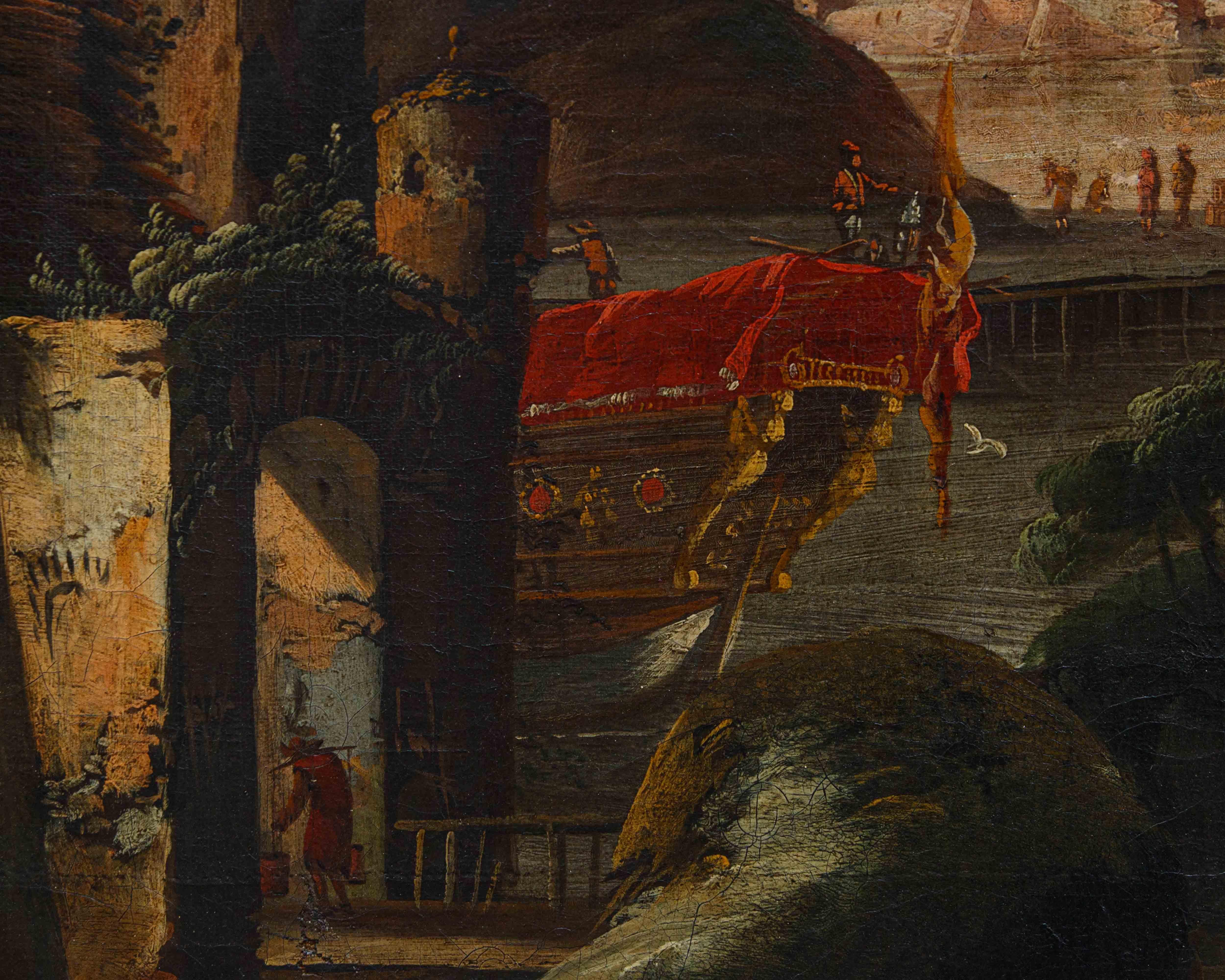 Cerchia di Johann Anton Eismann tela con paesaggio con rovine e figure in vendita 14