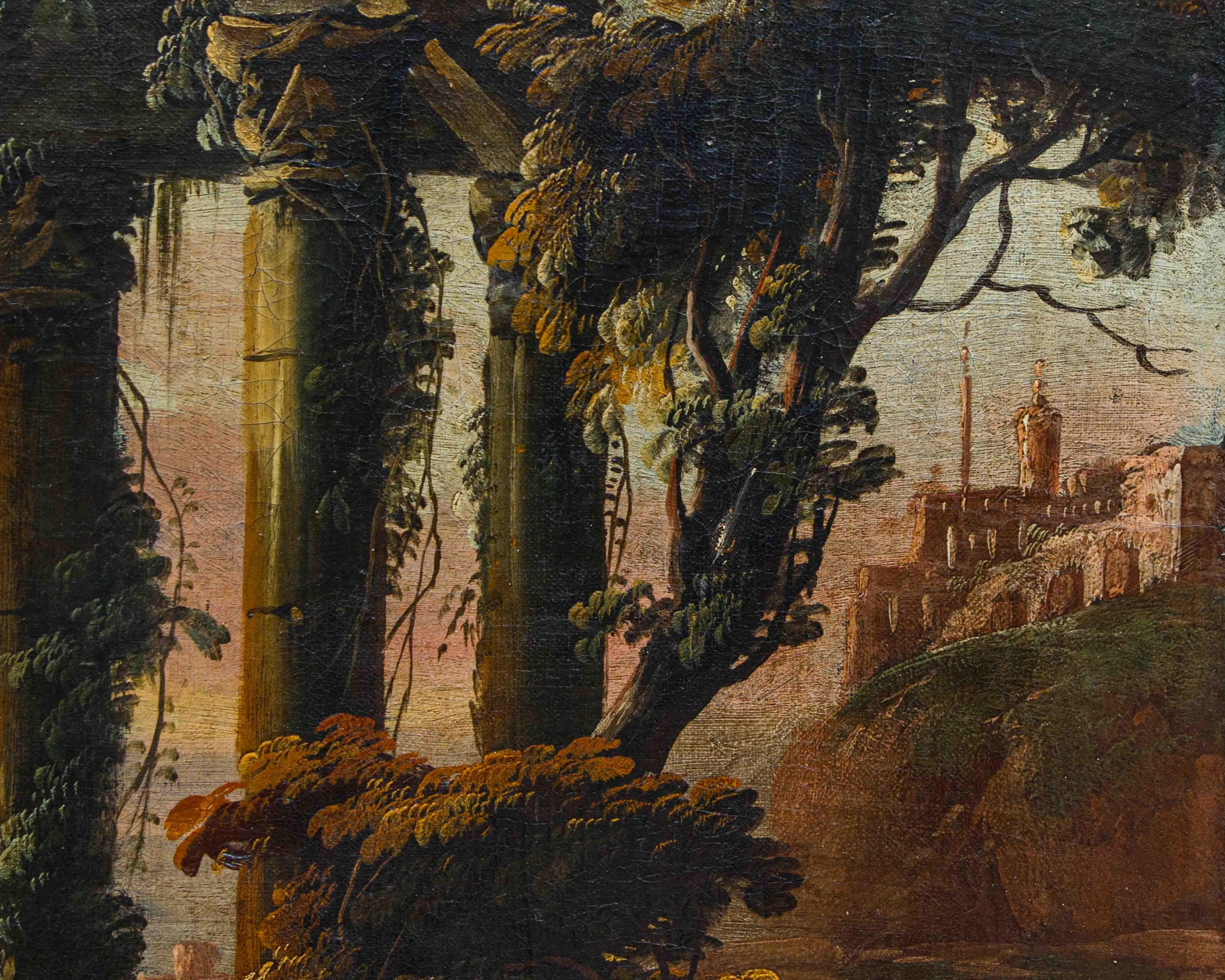 Cerchia di Johann Anton Eismann tela con paesaggio con rovine e figure in vendita 15
