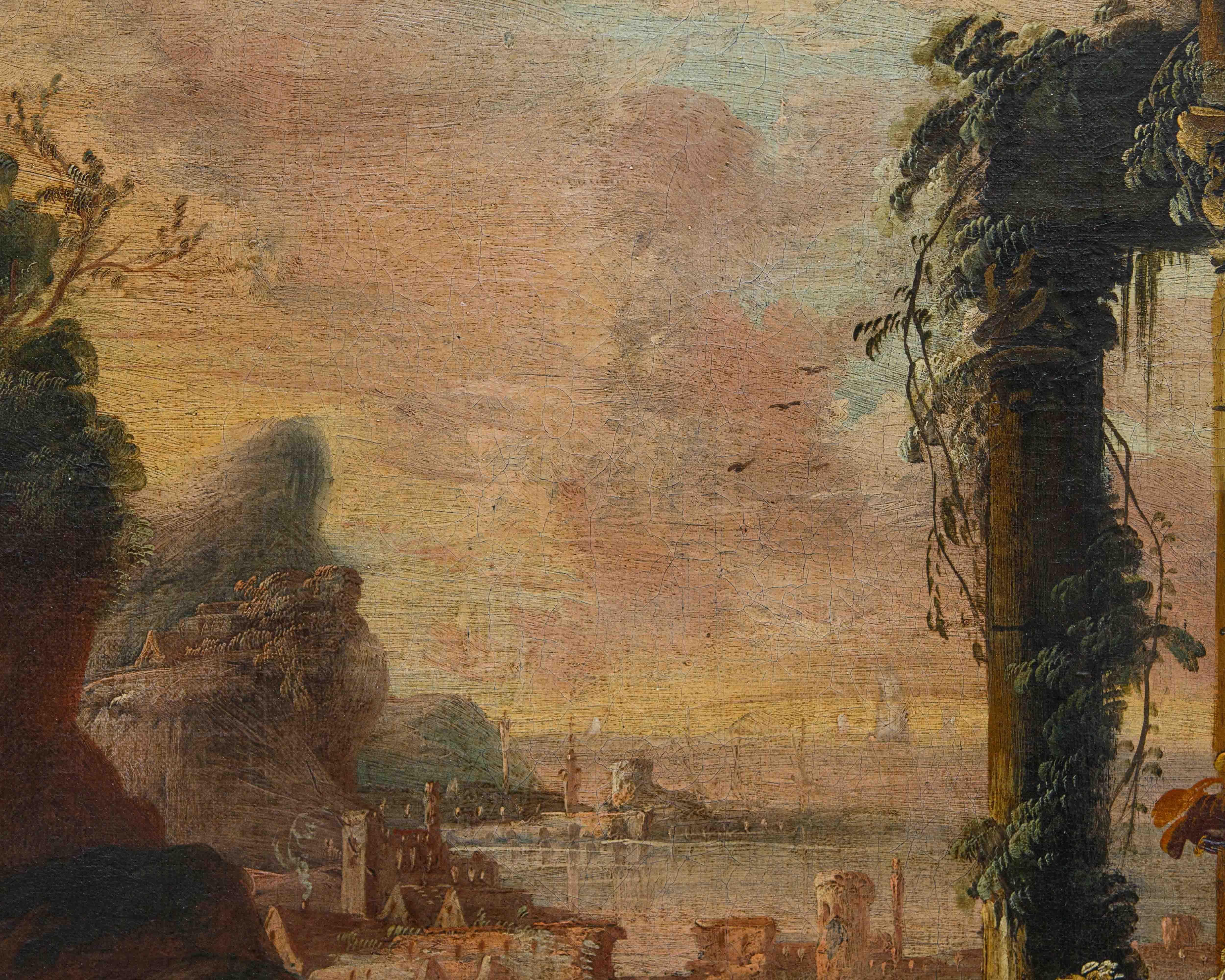 Cerchia di Johann Anton Eismann tela con paesaggio con rovine e figure in vendita 16