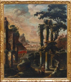 Circle of Johann Anton Eismann canvas with landscape with ruins and figures