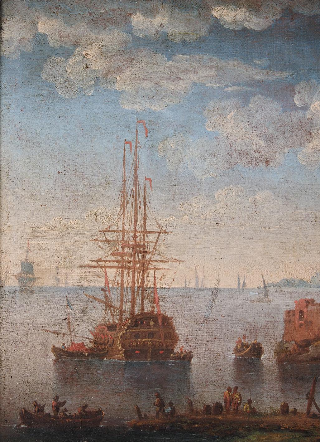 Johann Anton Eismann (attr.), Coppia di Marine, dipinti ad olio su tela in vendita 3