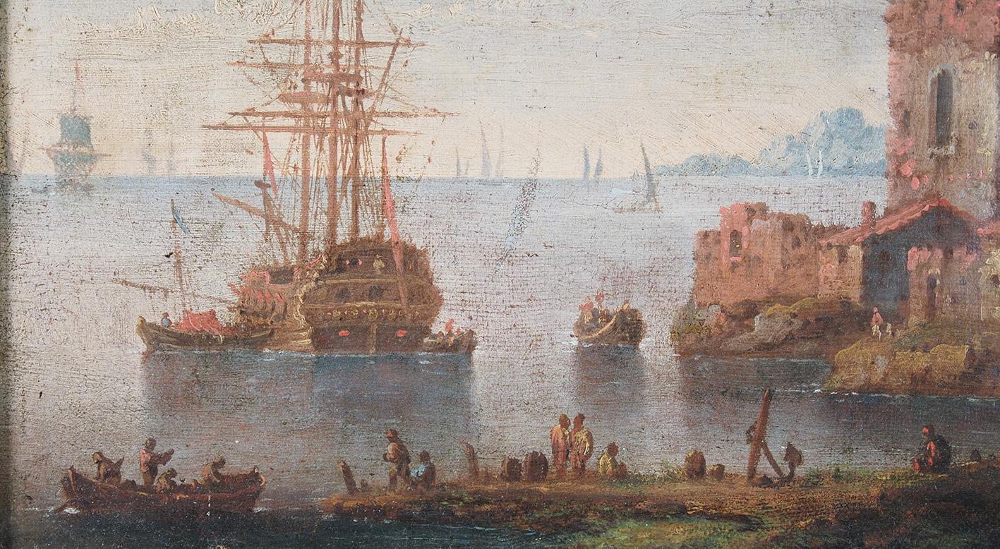 Johann Anton Eismann (attr.), Coppia di Marine, dipinti ad olio su tela in vendita 4