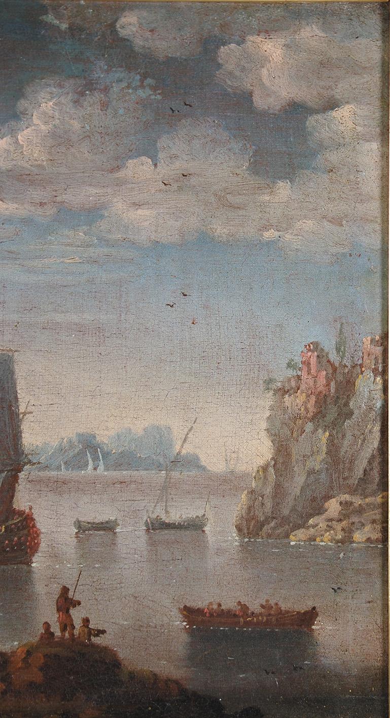 17th Century Johann Anton Eismann (attr.), Coppia di Marine, dipinti ad olio su tela in vendita