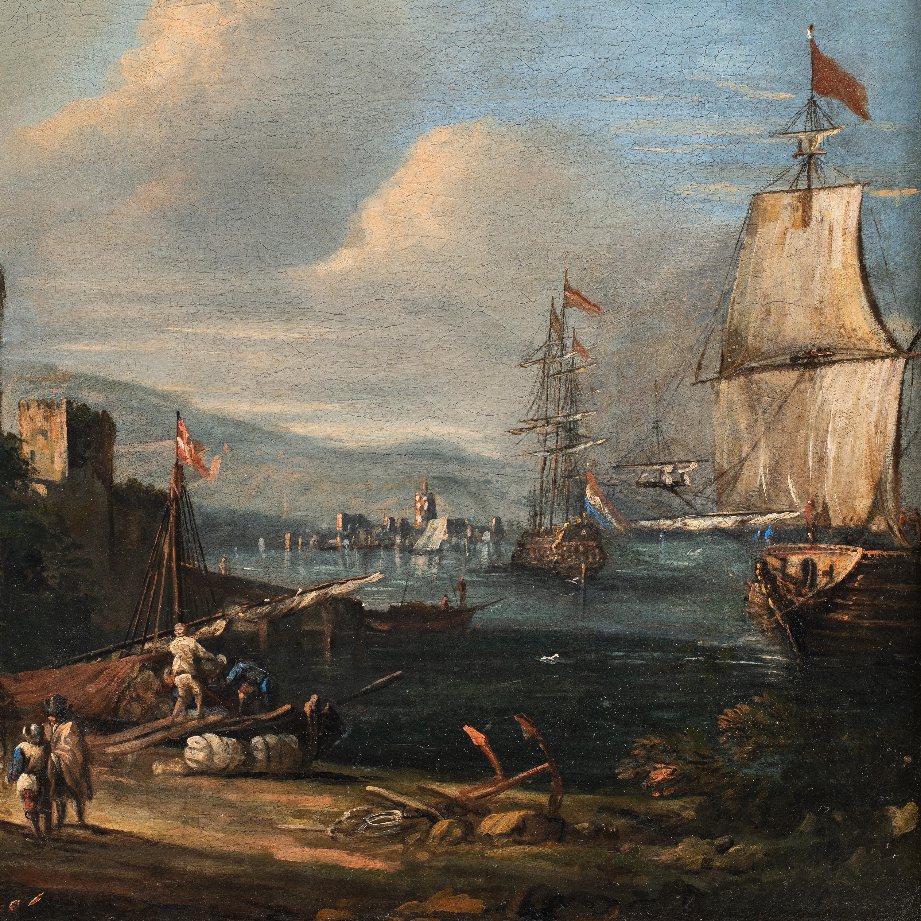 Johann Anton Eismann (Salzburg 1604 - Venice 1698) - Port view with characters.

49.5 x 72 cm without frame, 58 x 82 cm with frame.

Antique oil painting on canvas, in a wooden frame.

Condition report: Lined canvas. Good state of conservation of