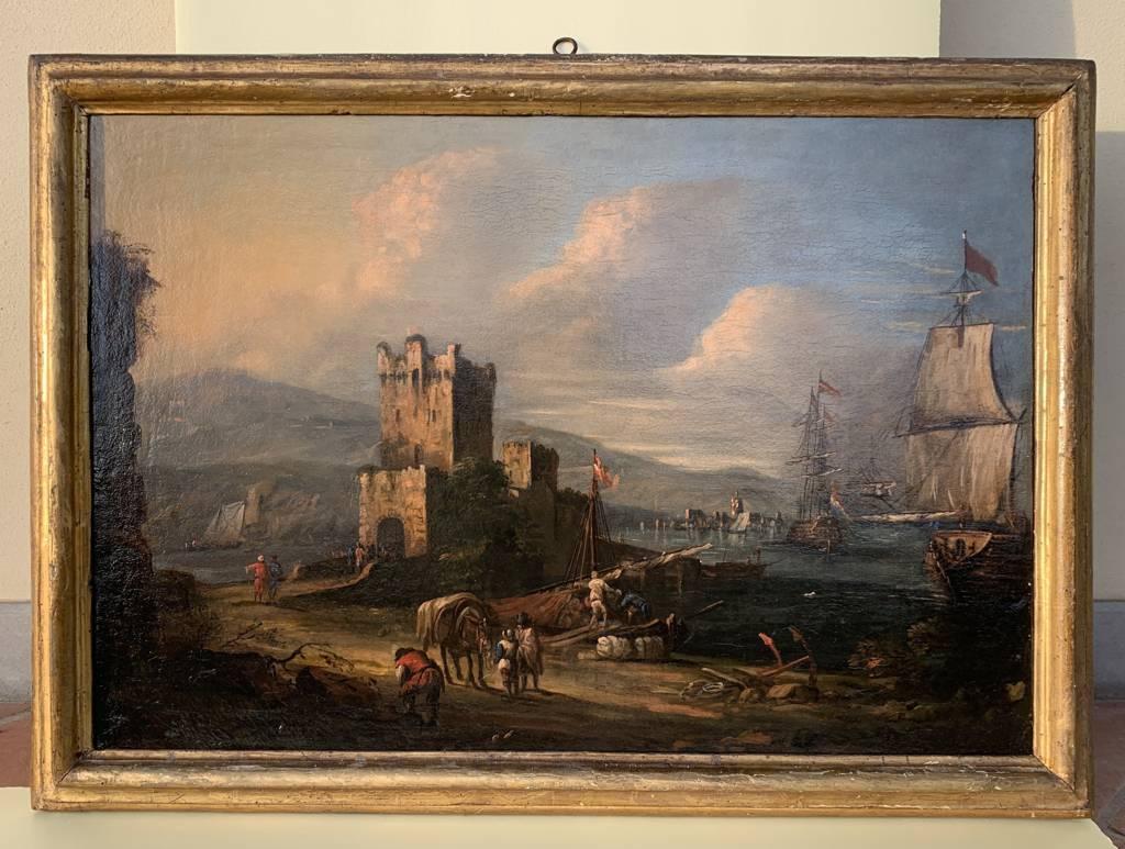 Johann Eismann (Venetian master) - 17th century landscape painting - Port For Sale 1