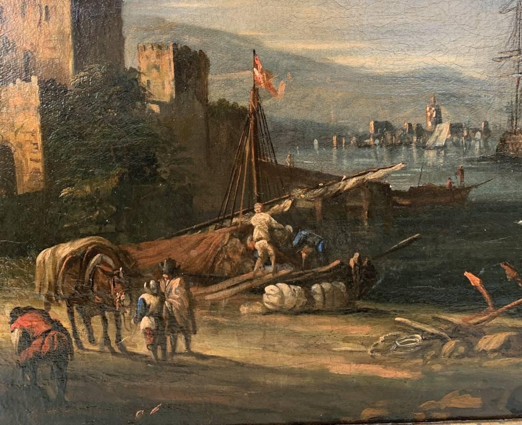 Johann Eismann (Venetian master) - 17th century landscape painting - Port For Sale 5