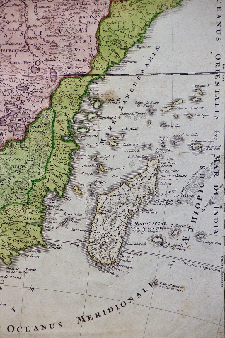 18th Century Hand Colored Homann Africa Map 