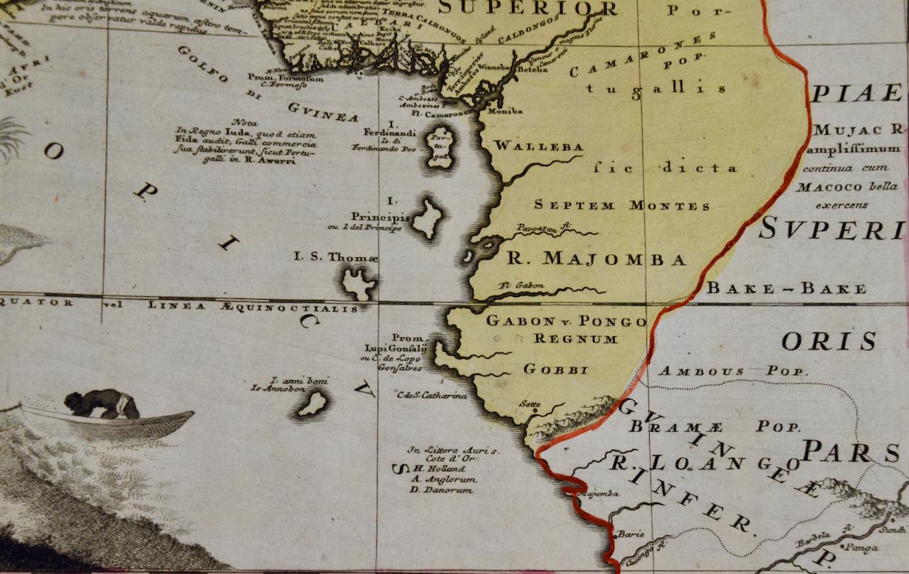 Handkolorierte Homann-Karte von Westafrika aus dem 18. Jahrhundert mit dem Titel „Guinea Propria“ (Sonstige Kunststile), Print, von Johann Baptist Homann