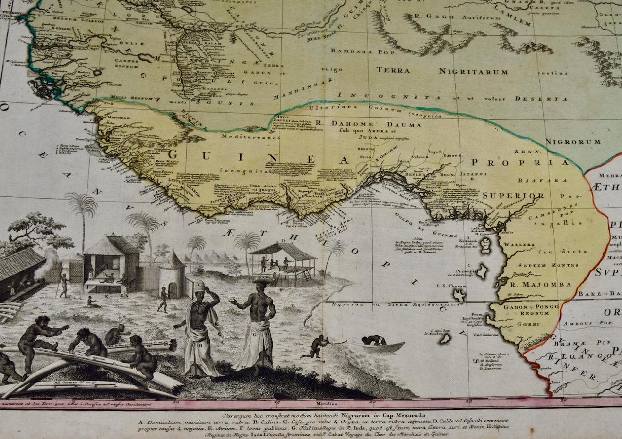 West Africa: 18th Century Hand-colored Homann Map Entitled 