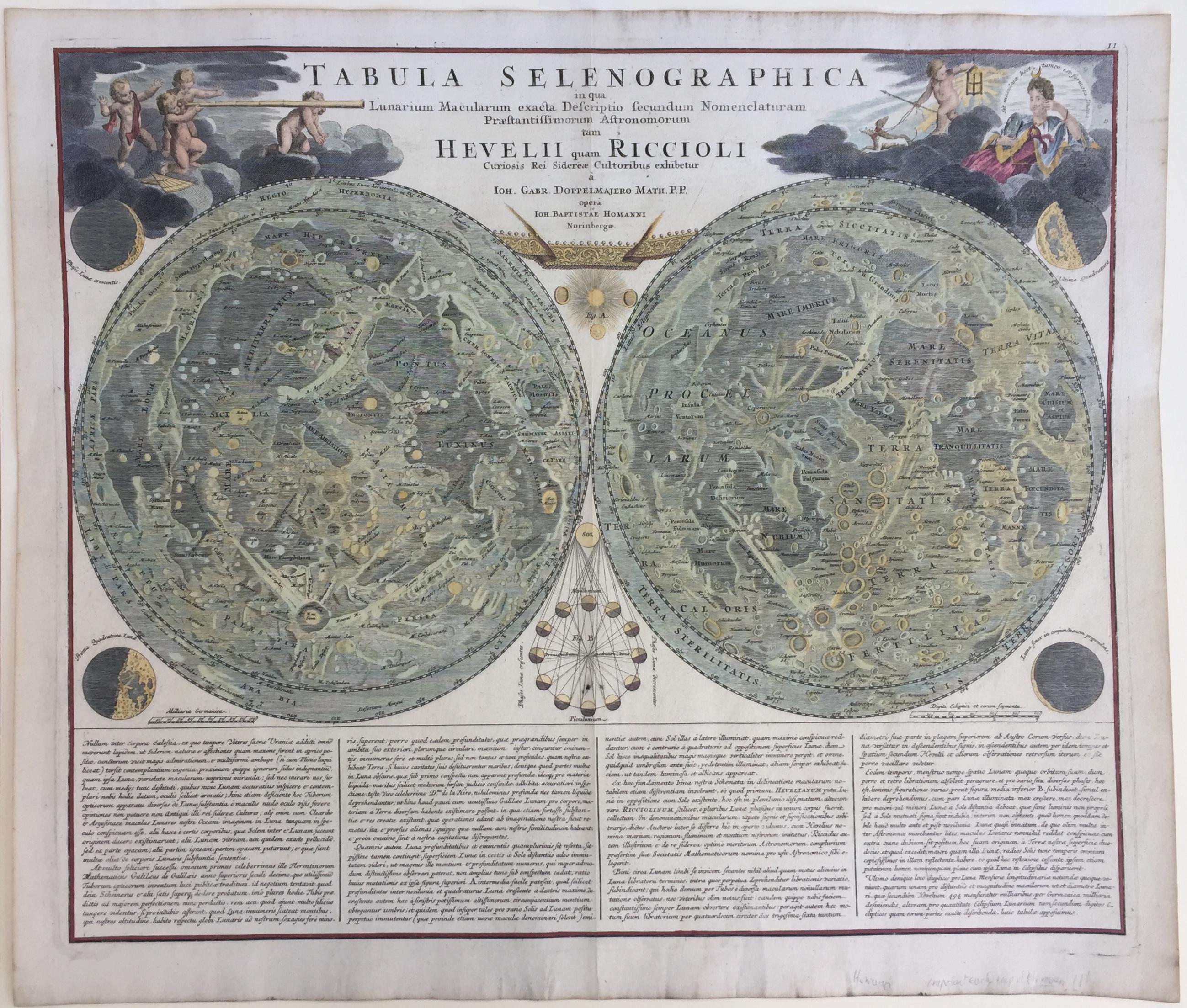 EARLY MAP OF THE MOON - Foundation map - Print by Johann Baptist Homann