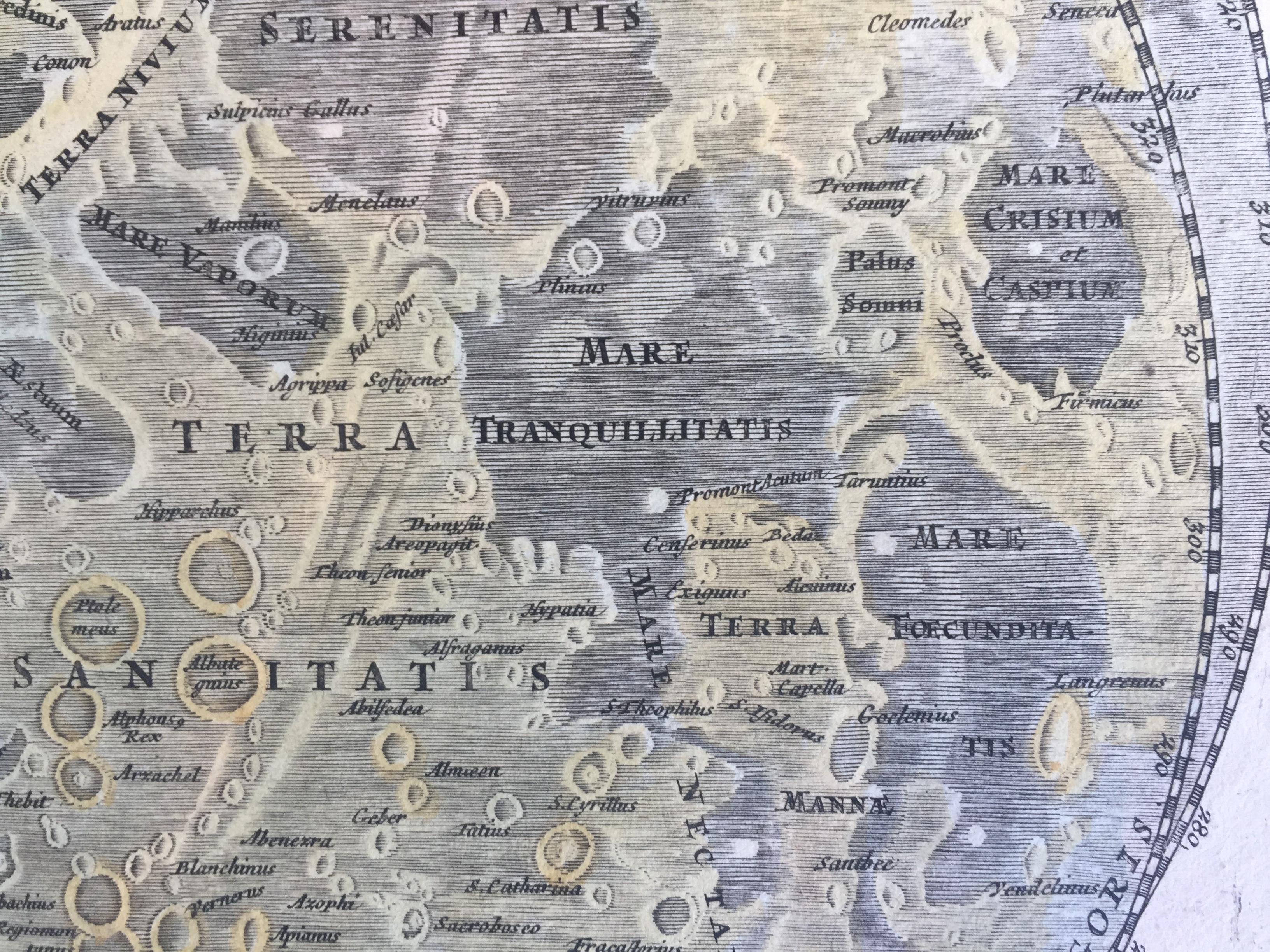 EARLY MAP OF THE MOON - Foundation map - Old Masters Print by Johann Baptist Homann