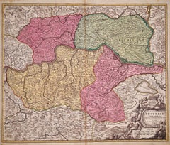 Hand Colored 18th Century Homann Map of Austria Including Vienna & the Danube