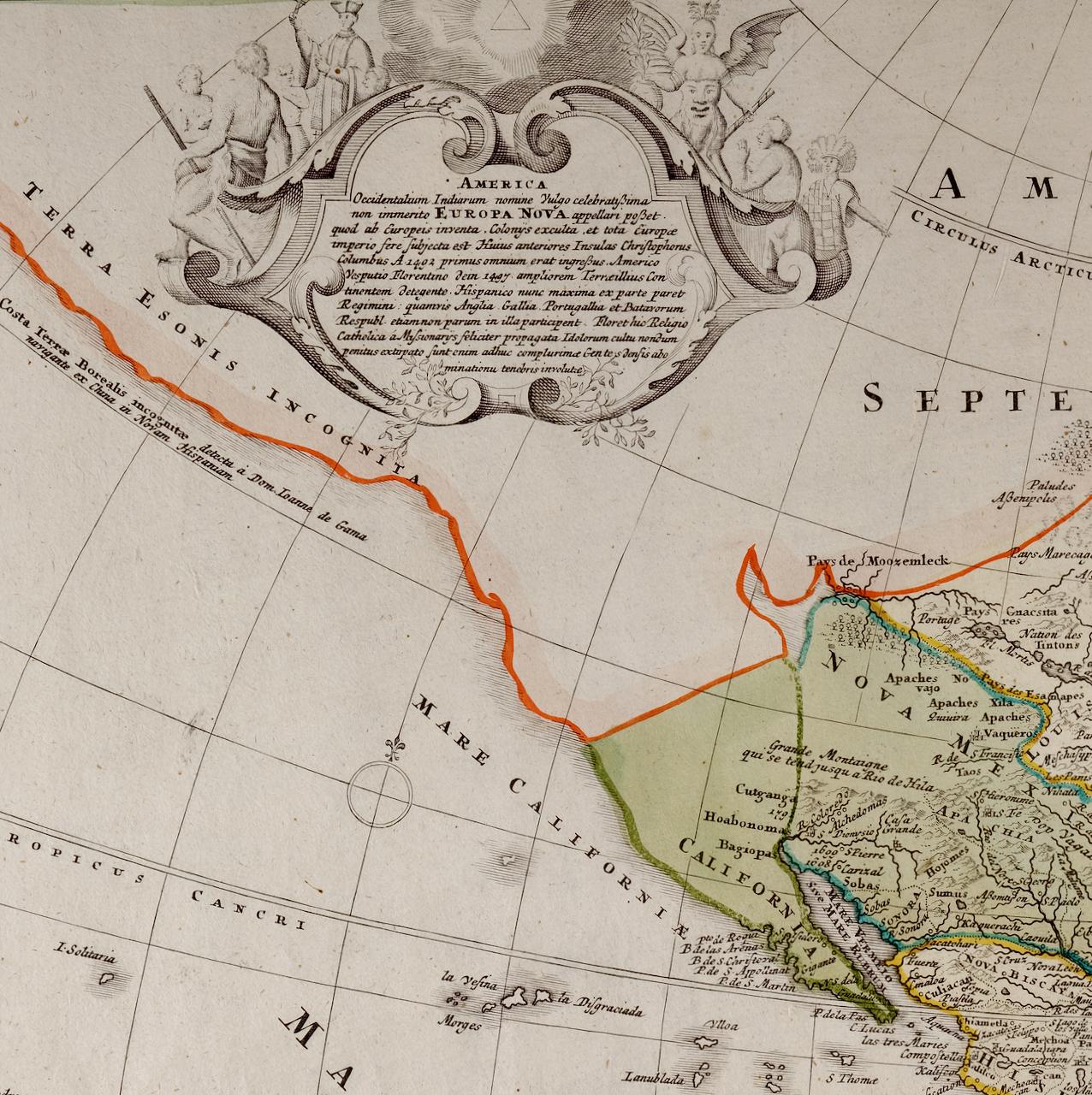 North and South America: An 18th Century Hand-colored Map by Johann Homann - Brown Landscape Print by Johann Baptist Homann