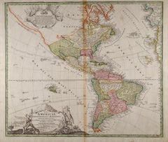Antique North and South America: An 18th Century Hand-colored Map by Johann Homann