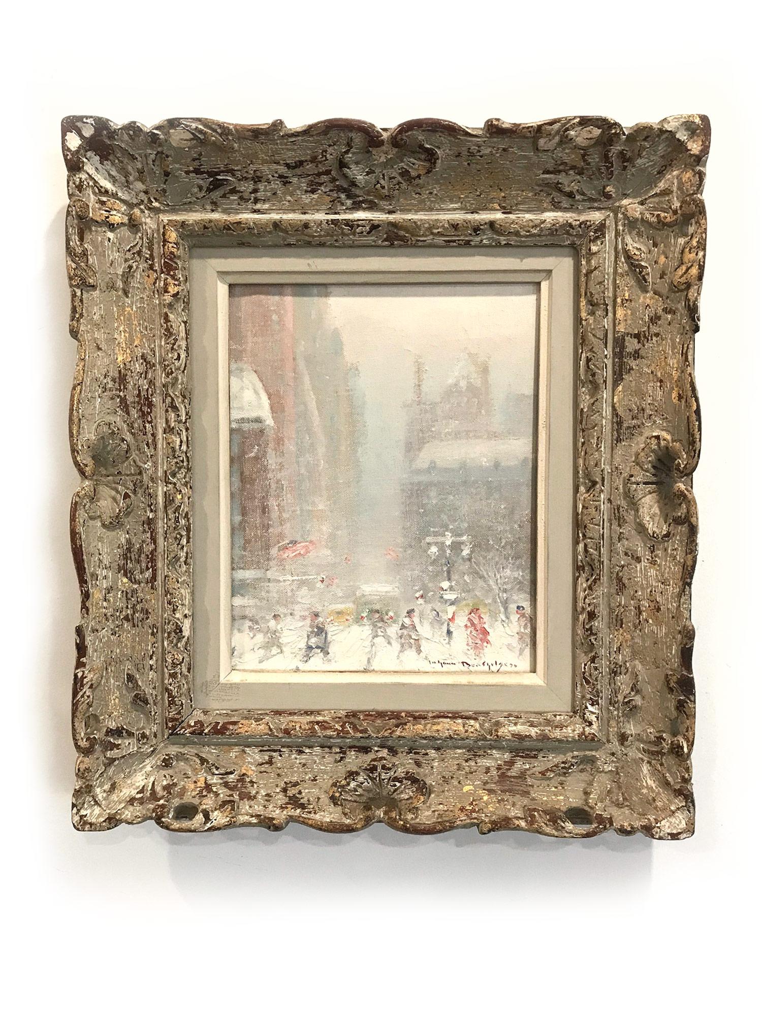 „5th Avenue in Winter“ Impressionistische Winterszene in New York City:: Öl auf Leinwand 9