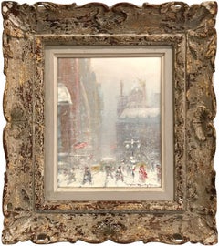"5th Avenue in Winter" Impressionist NYC Winter Street Scene Oil on Canvas