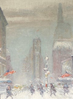 Vintage American Impressionist NYC FLATIRON Union Square BROADWAY Painting 