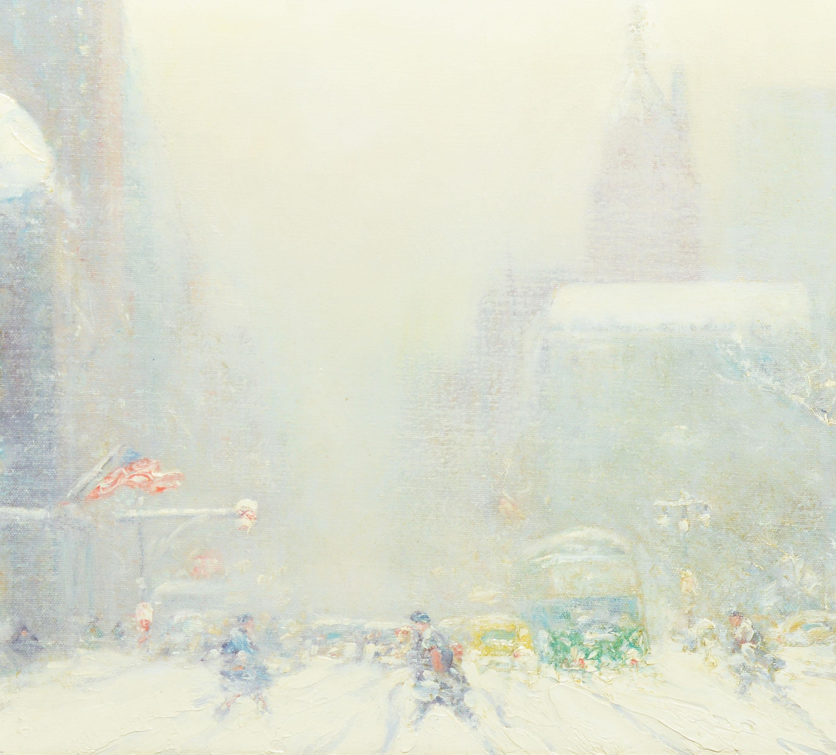 Antique Winter Impressionist Oil Painting of New York City, by Johann Berthelsen 3
