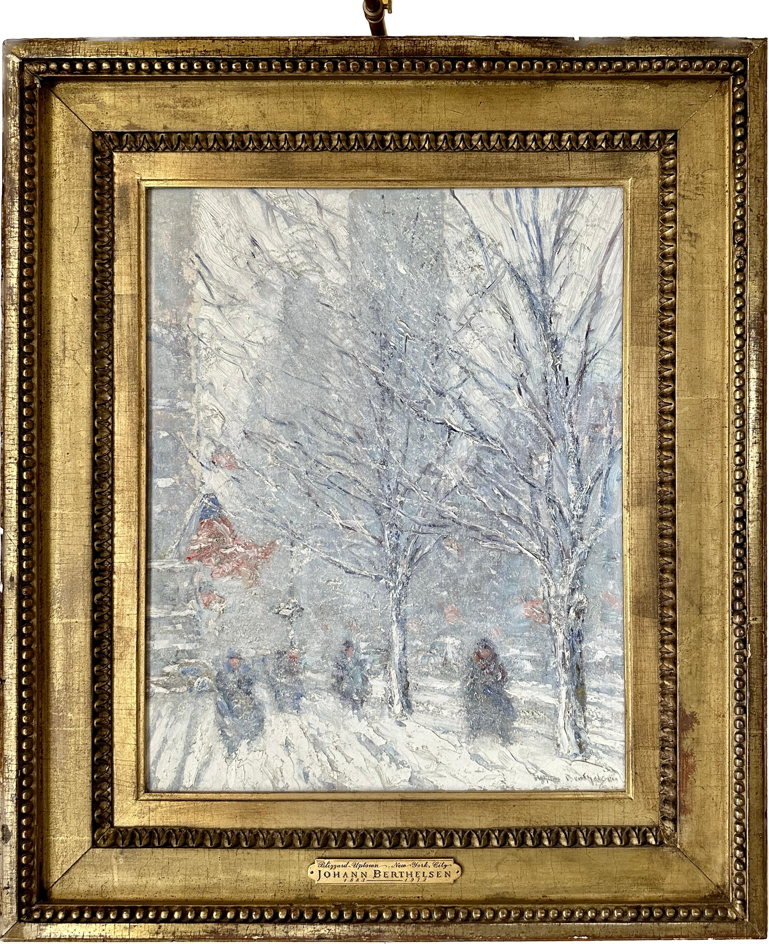 Blizzard Uptown, New York - Painting de Johann Berthelsen