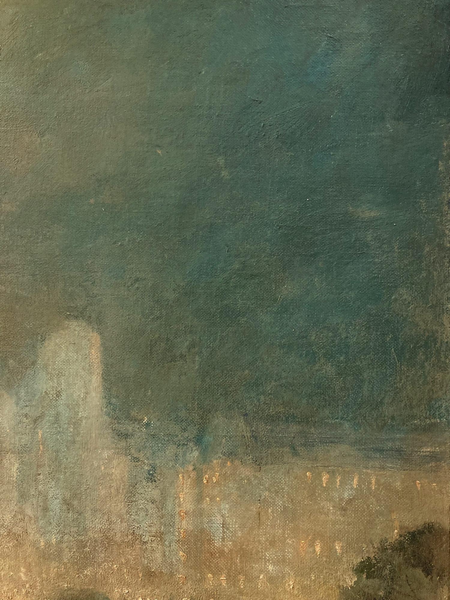 Un gioiello davvero straordinario e un esempio pertinente delle affascinanti scene di New York di Berthelsen. Qui troviamo Central Park di notte vicino all'acqua e il Plaza Hotel raffigurato all'estrema destra con i colori che brillano attraverso le