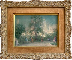 "Central Park Nocturne" Pintura al óleo impresionista Figuras en Central Park NYC