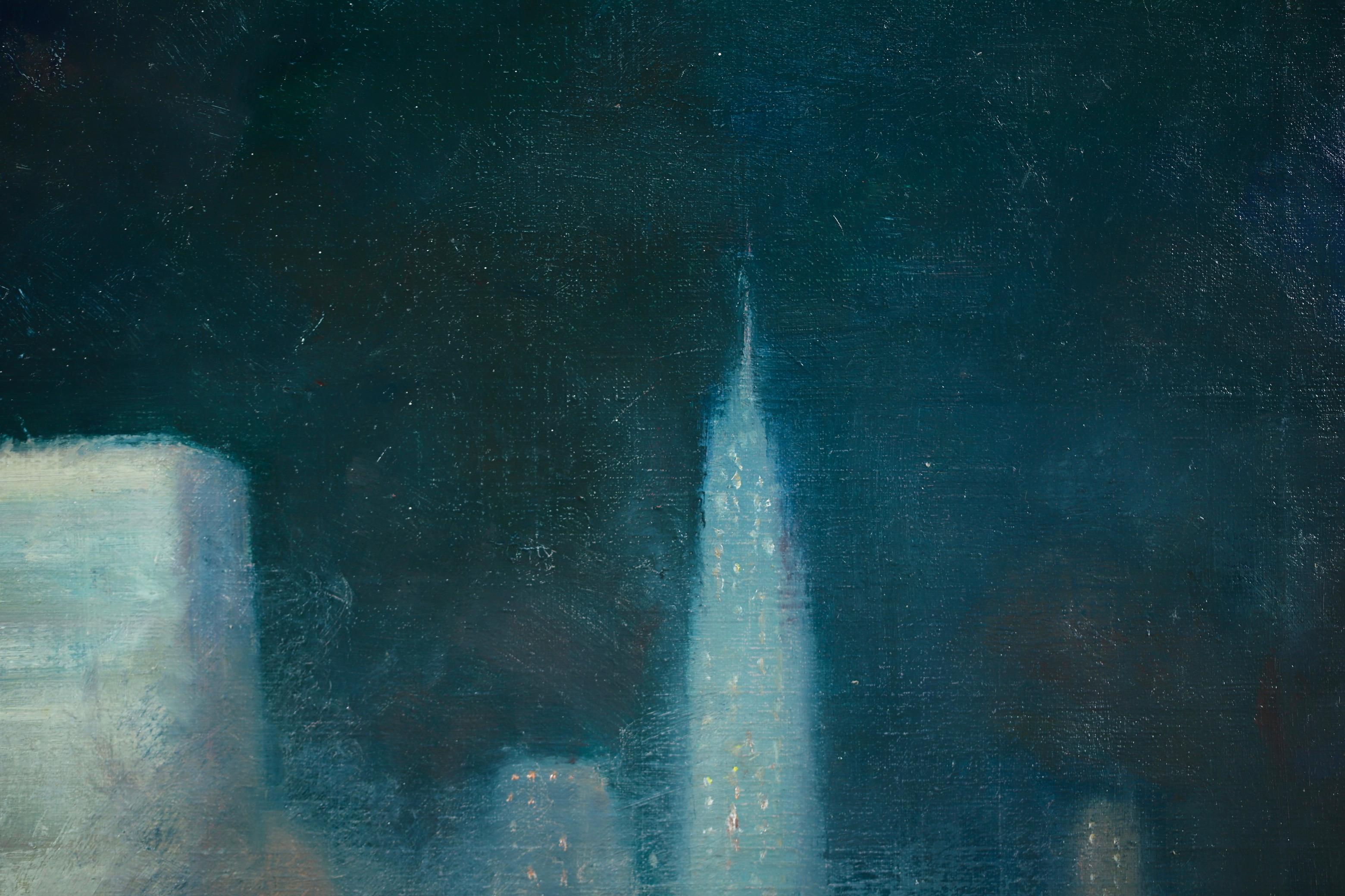 Abend - New York - Impressionistische Landschaft, Ölgemälde von Johann Berthelsen im Angebot 11