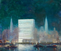 Evening - New York - Impressionist Landscape Oil Painting by Johann Berthelsen