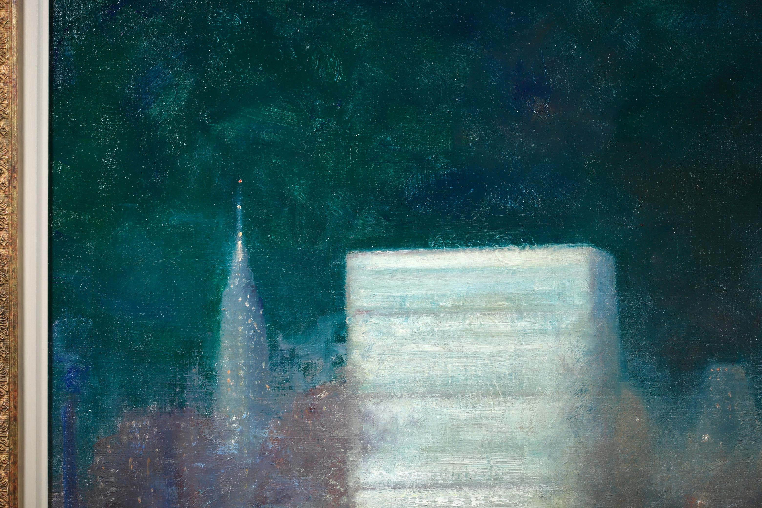 Abend - New York - Impressionistische Landschaft, Ölgemälde von Johann Berthelsen im Angebot 2