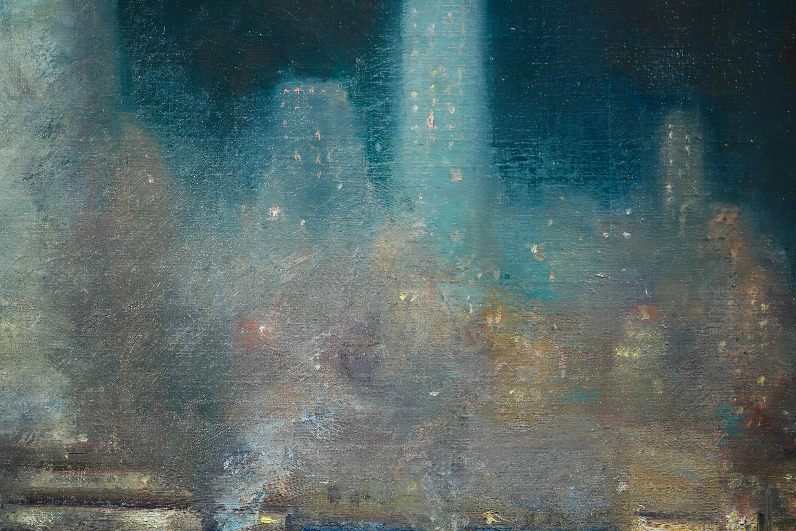 Abend - New York - Impressionistische Landschaft, Ölgemälde von Johann Berthelsen im Angebot 7