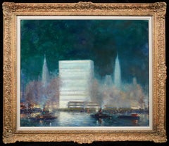 Abend - New York - Impressionistische Landschaft, Ölgemälde von Johann Berthelsen