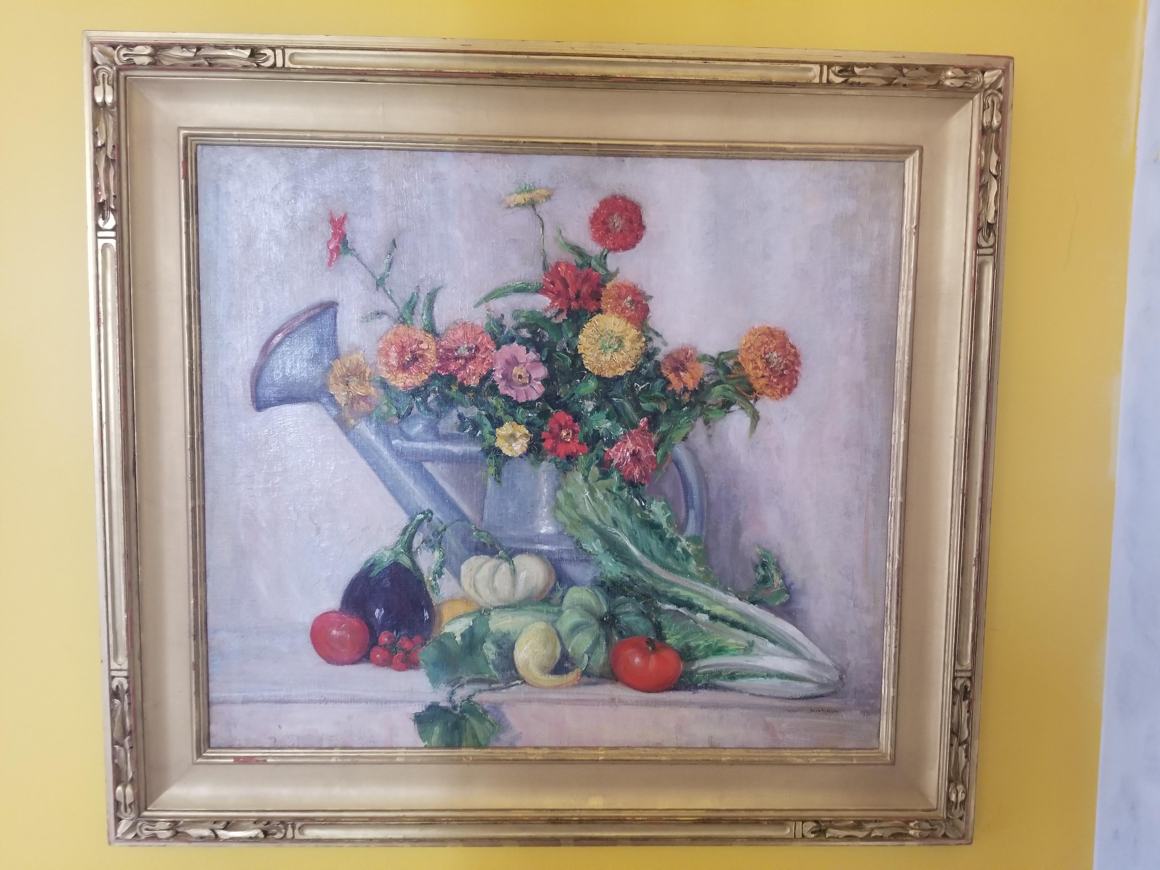 Arrangement de table à fleurs et à légumes - Impressionnisme Painting par Johann Berthelsen
