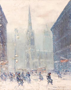Grace Church, New York - Johann Berthelsen - Oil on Canvas - American