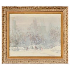 Vintage Johann Berthelsen Central Park New York Under Snow