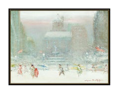Johann Berthelsen Original New York City Painting Oil On Canvas Signed Snow Art