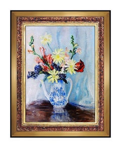 Johann Berthelsen Original Oil PAINTING On Board Signed New York Flowers Artwork