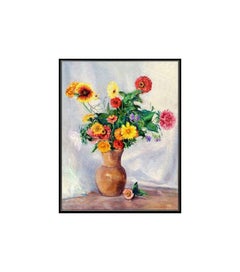 JOHANN BERTHELSEN Original Oil PAINTING on CANVAS Signed Art Still Life FLOWERS