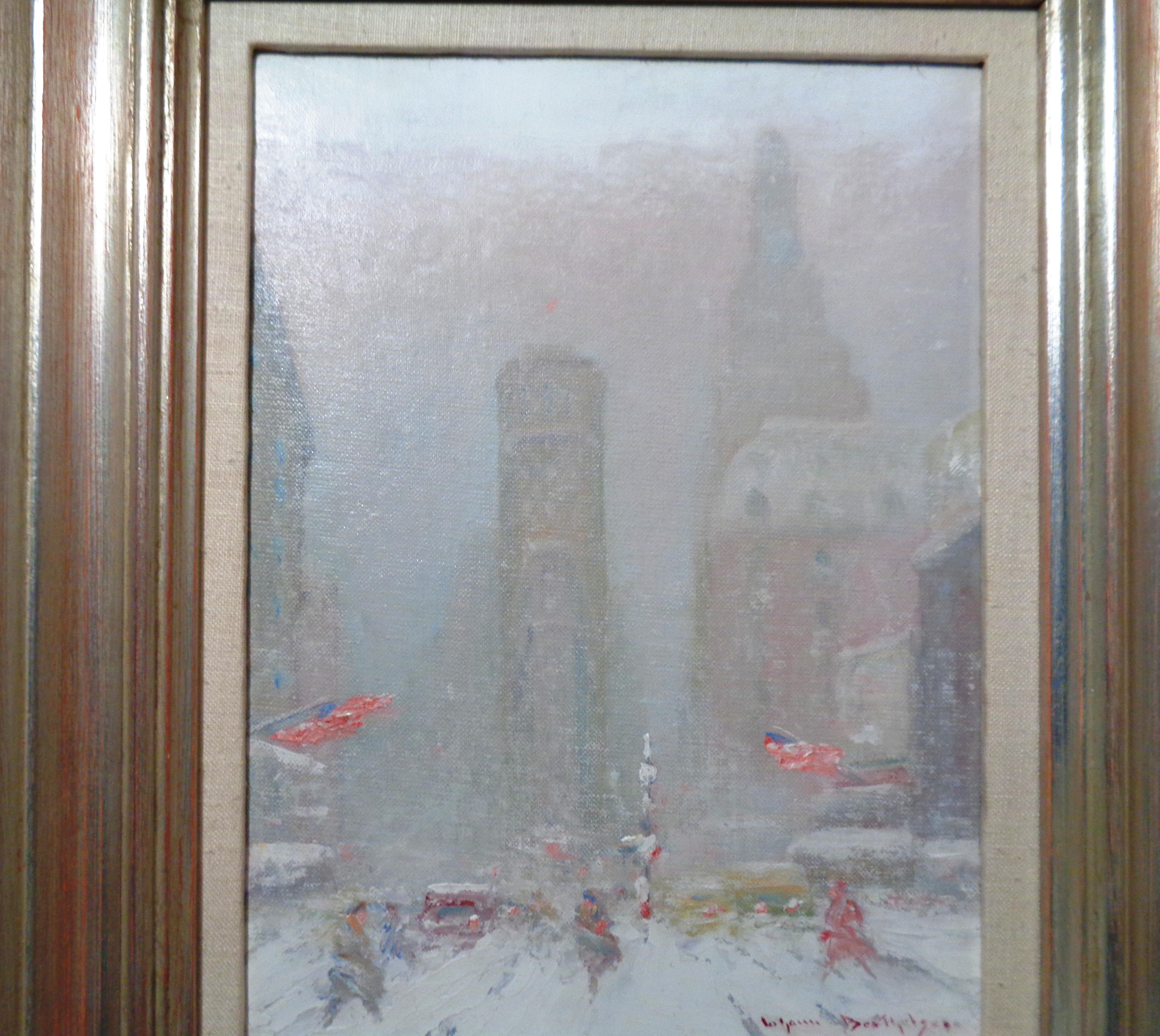 Johann Berthelsen, Times Sq, Period Oil Painting of New York City 1883-1972 For Sale 2